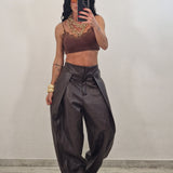 Pantalone in ecopelle SMITH marrone