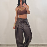Pantalone in ecopelle SMITH marrone