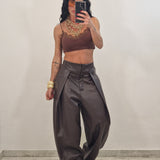Pantalone in ecopelle SMITH marrone