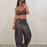 Pantalone in ecopelle SMITH marrone