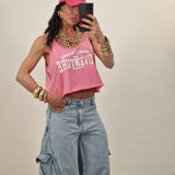 Canotta crop ADVENTURE rosa