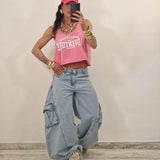 Canotta crop ADVENTURE rosa