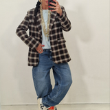 Blazer OLIVIA a quadri marrone&celeste