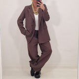 Coordinato JAMILA gessato marrone