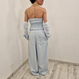 Coordinato in denim STRONG blu chiaro