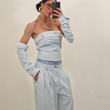 Coordinato in denim STRONG blu chiaro