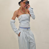 Coordinato in denim STRONG blu chiaro