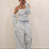 Coordinato in denim STRONG blu chiaro