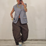 Gilet DORA quadri celeste