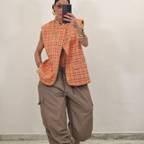 Gilet DORA quadri corallo