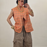 Gilet DORA quadri corallo