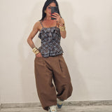 Top TANYA quadri marrone