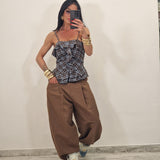 Top TANYA quadri marrone