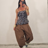 Top TANYA quadri marrone
