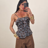 Top TANYA quadri marrone