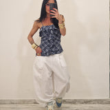 Top TANYA quadri blu