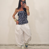 Top TANYA quadri blu
