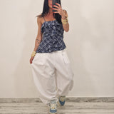 Top TANYA quadri blu
