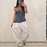 Top TANYA quadri blu