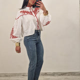 Camicia INDY bianca e rossa