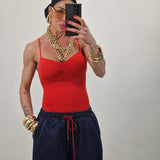 Bermuda in denim BRAYAN filo rosso