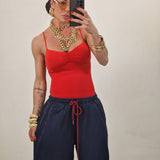 Bermuda in denim BRAYAN filo rosso