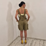 Salopette di jeans MINDY verde militare