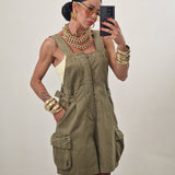 Salopette di jeans MINDY verde militare