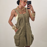 Salopette di jeans MINDY verde militare