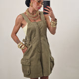 Salopette di jeans MINDY verde militare