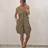 Salopette di jeans MINDY verde militare