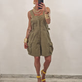 Salopette di jeans MINDY verde militare