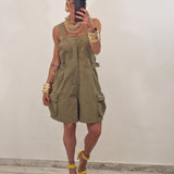 Salopette di jeans MINDY verde militare