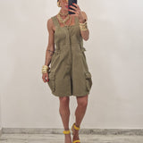 Salopette di jeans MINDY verde militare