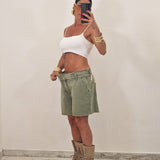 Pantaloncino di jeans JAMES verde militare