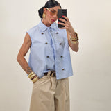 Camicia REBE righe celeste