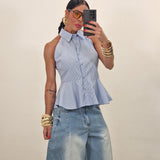 Camicia TERRY righe celeste