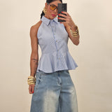 Camicia TERRY righe celeste