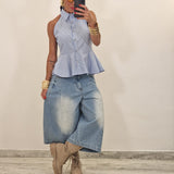 Camicia TERRY righe celeste