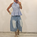 Camicia TERRY righe celeste