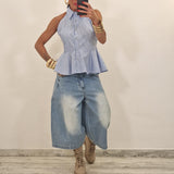 Camicia TERRY righe celeste