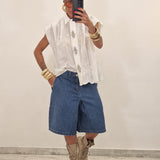 Bermuda in denim TONYA blu scuro