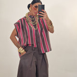 Camicia TIRANA fuxia e marrone