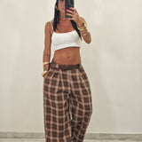 Pantalone BOB  quadri marrone