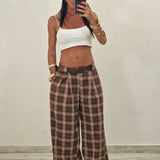 Pantalone BOB  quadri marrone