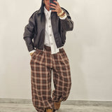 Pantalone BOB  quadri marrone