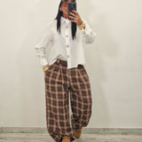 Pantalone BOB  quadri marrone
