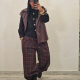 Pantalone BOB  quadri bordeaux