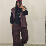Pantalone BOB  quadri bordeaux