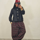 Pantalone BOB  quadri bordeaux